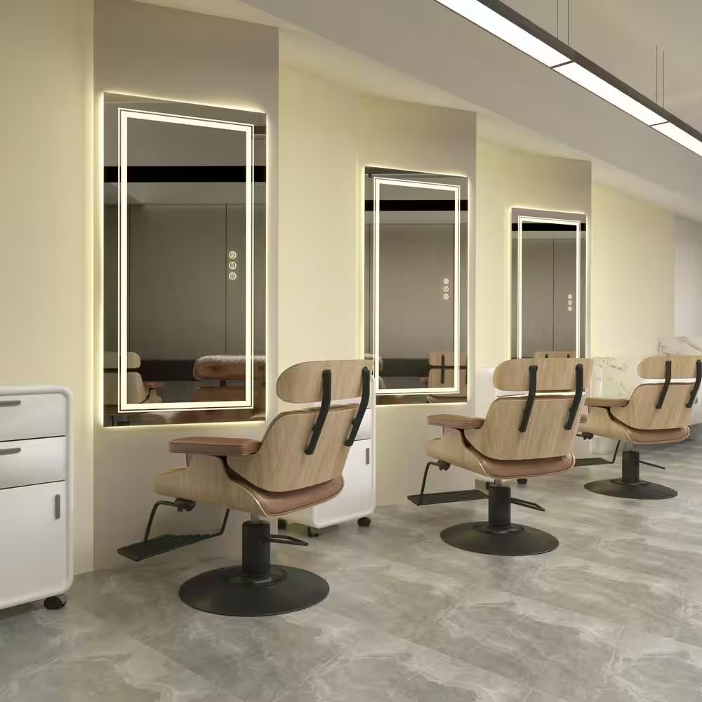 60 In. W X 30 In. H Large Rectangular Frameless Anti-Fog Dimmable Backlit & Front Light Wall LED Bathroom Vanity Mirror