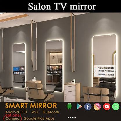 Vertical Smart Mirror Touch Screen Bathroom Vanity Waterproof Tempered Glass Rectangle Mirror with Apps LED Lighting Makeup