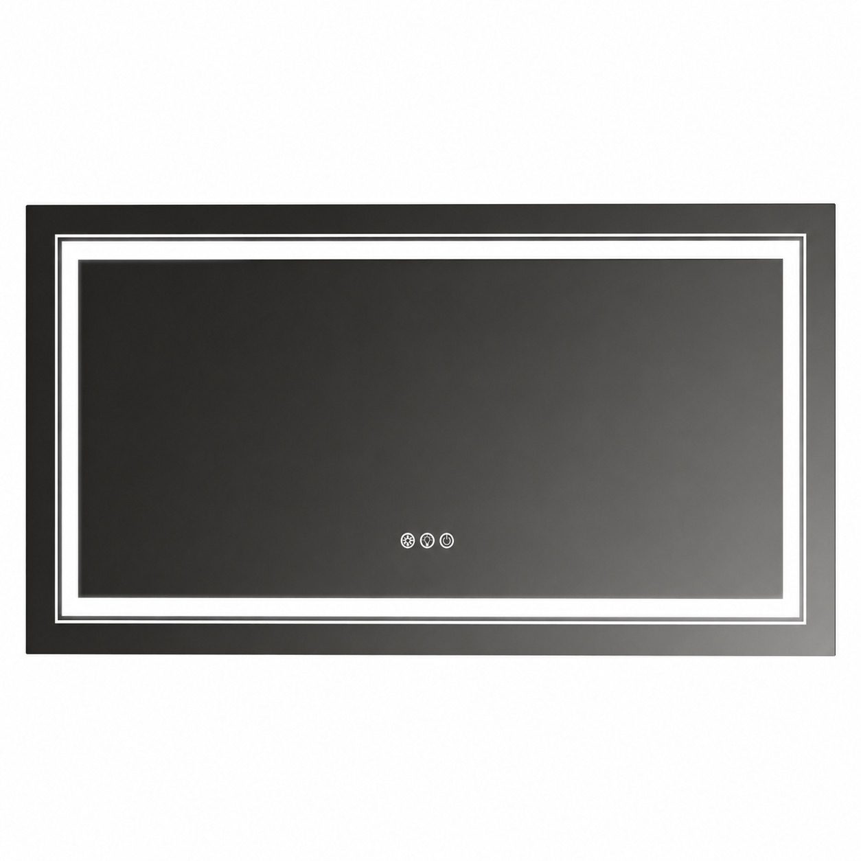 60 In. W X 30 In. H Large Rectangular Frameless Anti-Fog Dimmable Backlit & Front Light Wall LED Bathroom Vanity Mirror