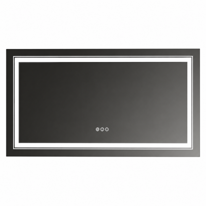 60 In. W X 30 In. H Large Rectangular Frameless Anti-Fog Dimmable Backlit & Front Light Wall LED Bathroom Vanity Mirror
