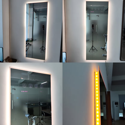 Vertical Smart Mirror Touch Screen Bathroom Vanity Waterproof Tempered Glass Rectangle Mirror with Apps LED Lighting Makeup