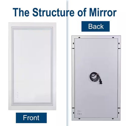 60 In. W X 30 In. H Large Rectangular Frameless Anti-Fog Dimmable Backlit & Front Light Wall LED Bathroom Vanity Mirror