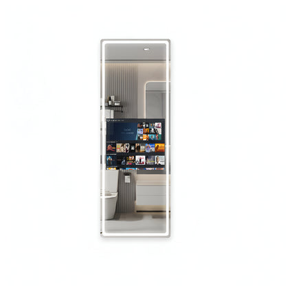 Vertical Smart Mirror Touch Screen Bathroom Vanity Waterproof Tempered Glass Rectangle Mirror with Apps LED Lighting Makeup